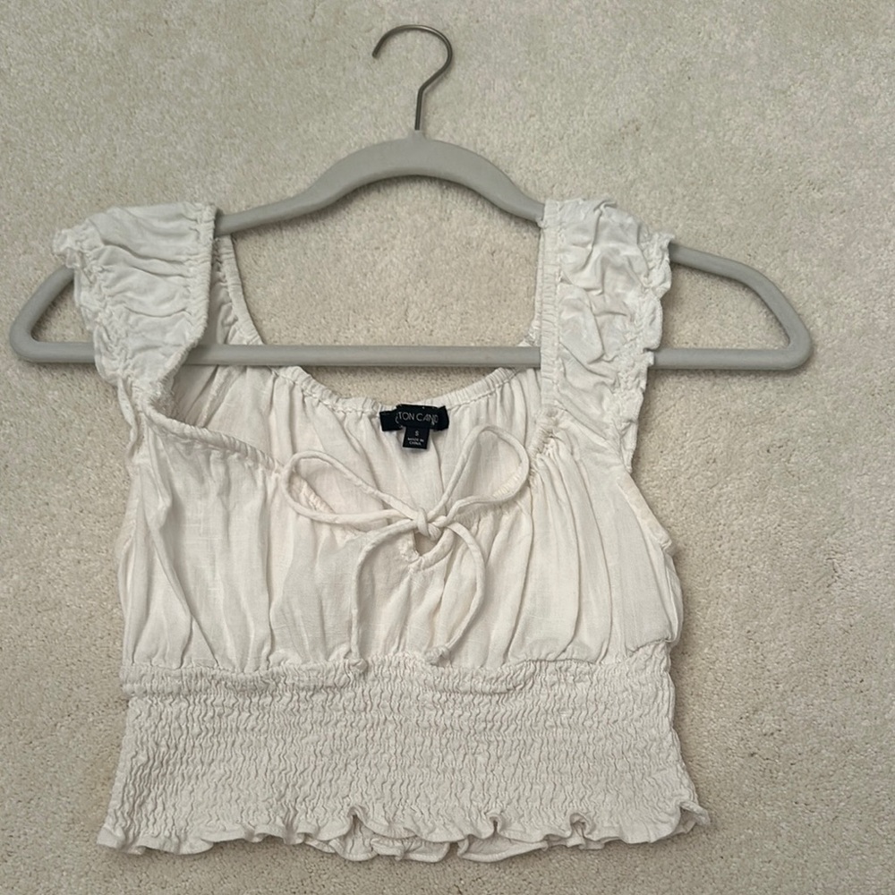 White Smocked Crop Top